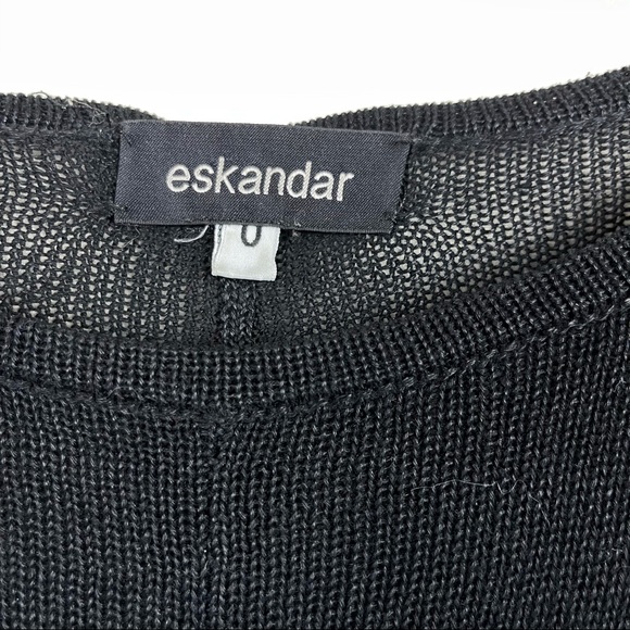 Eskandar 100% linen black oversized lagenlook drop shoulder sweater tunic top 0 - Picture 8 of 14